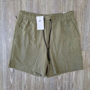 Nike Tech Fleece Shorts Olive Green Men's XL Lightweight Knit Side Zip Pocket LE
